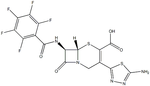 (7R)-7-[(2,3,4,5,6-Pentafluorobenzoyl)amino]-3-(5-amino-1,3,4-thiadiazol-2-yl)cepham-3-ene-4-carboxylic acid 구조식 이미지