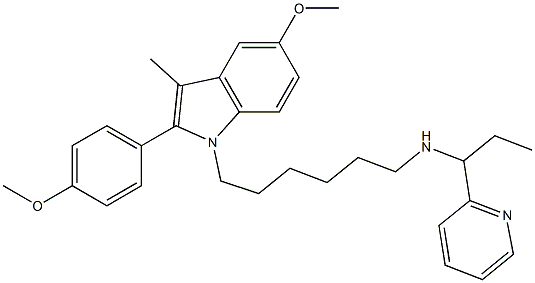 5-Methoxy-2-(4-methoxyphenyl)-3-methyl-1-[6-[1-(2-pyridinyl)propylamino]hexyl]-1H-indole 구조식 이미지