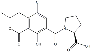 1-[(5-Chloro-8-hydroxy-3-methyl-1-oxo-7-isochromanyl)carbonyl]proline Structure