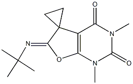 1,3-Dimethyl-6-(tert-butylimino)spiro[furo[2,3-d]pyrimidine-5(6H),1'-cyclopropane]-2,4(1H,3H)-dione 구조식 이미지