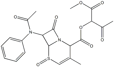 2-(1-Methoxycarbonyl-2-oxopropyloxycarbonyl)-3-methyl-8-oxo-7-(phenylacetylamino)-5-thia-1-azabicyclo[4.2.0]oct-3-ene 5-oxide 구조식 이미지