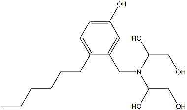 3-[Bis(1,2-dihydroxyethyl)aminomethyl]-4-hexylphenol 구조식 이미지
