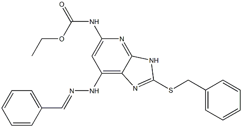N-[7-(2-Benzylidenehydrazino)-2-(benzylthio)-3H-imidazo[4,5-b]pyridin-5-yl]carbamic acid ethyl ester 구조식 이미지
