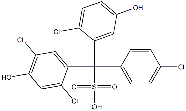 (4-Chlorophenyl)(2-chloro-5-hydroxyphenyl)(2,5-dichloro-4-hydroxyphenyl)methanesulfonic acid 구조식 이미지