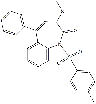 5-Phenyl-3-(methylthio)-1-[(4-methylphenyl)sulfonyl]-1H-1-benzazepin-2(3H)-one 구조식 이미지
