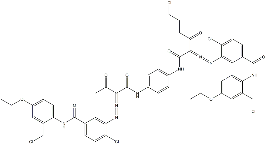 3,3'-[2-(2-Chloroethyl)-1,4-phenylenebis[iminocarbonyl(acetylmethylene)azo]]bis[N-[2-(chloromethyl)-4-ethoxyphenyl]-4-chlorobenzamide] 구조식 이미지