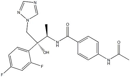 N-[(1R,2R)-2-(2,4-Difluorophenyl)-2-hydroxy-1-methyl-3-(1H-1,2,4-triazol-1-yl)propyl]4-(acetylamino)benzamide 구조식 이미지