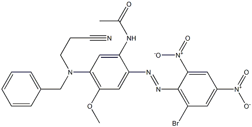 N-[2-(6-Bromo-2,4-dinitrophenyl)azo-5-[benzyl-(2-cyanoethyl)amino]-4-methoxyphenyl]acetamide 구조식 이미지