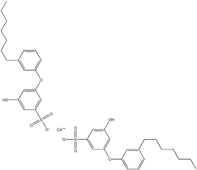 Bis(5-hydroxy-3'-heptyl[oxybisbenzene]-3-sulfonic acid)calcium salt 구조식 이미지