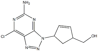 5-Amino-7-chloro-3-(4-hydroxymethyl-2-cyclopentenyl)-3H-1,2,3-triazolo[4,5-d]pyrimidine 구조식 이미지