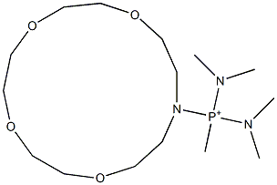 1-Aza-4,7,10,13-tetraoxacyclopentadecan-1-yl(methyl)bis(dimethylamino)phosphonium 구조식 이미지