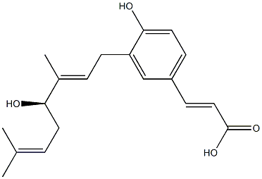 3-[(2E,4R)-3,7-Dimethyl-4-hydroxy-2,6-octadien-1-yl]-4-hydroxy-trans-cinnamic acid 구조식 이미지