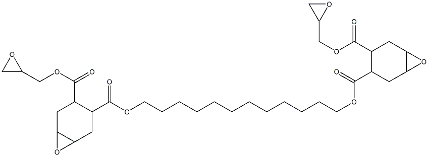 Bis[2-(glycidyloxycarbonyl)-4,5-epoxy-1-cyclohexanecarboxylic acid]1,12-dodecanediyl ester Structure