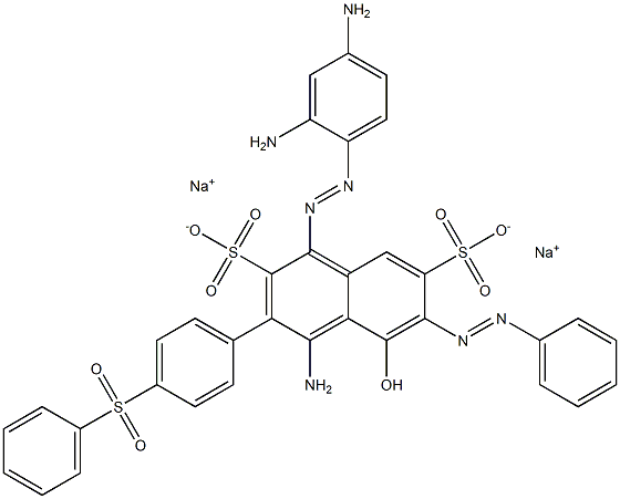 4-[(2,4-Diaminophenyl)azo]-2-[4-(phenylsulfonyl)phenyl]-7-(phenylazo)-1-amino-8-hydroxy-3,6-naphthalenedisulfonic acid disodium salt 구조식 이미지