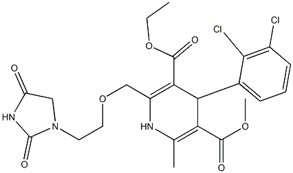 4-(2,3-Dichlorophenyl)-1,4-dihydro-2-[2-(2,4-dioxo-1-imidazolidinyl)ethoxymethyl]-6-methylpyridine-3,5-dicarboxylic acid 3-ethyl 5-methyl ester Structure