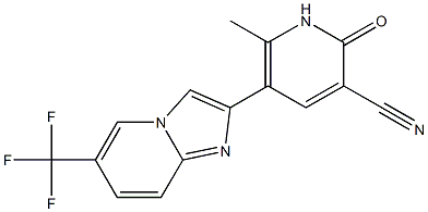 2-[(3-Cyano-6-methyl-1,2-dihydro-2-oxopyridin)-5-yl]-6-(trifluoromethyl)imidazo[1,2-a]pyridine 구조식 이미지