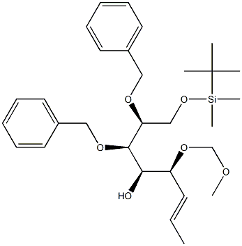 (2S,3R,4R,5S,6E)-2,3-Bis(benzyloxy)-1-[(tert-butyldimethylsilyl)oxy]-5-(methoxymethoxy)-6-octen-4-ol 구조식 이미지