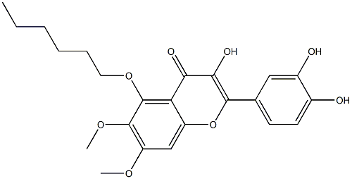 2-(3,4-Dihydroxyphenyl)-5-hexyloxy-3-hydroxy-6,7-dimethoxy-4H-1-benzopyran-4-one 구조식 이미지