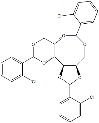 1-O,3-O:2-O,6-O:4-O,5-O-Tris(2-chlorobenzylidene)-D-glucitol Structure