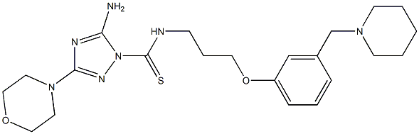 5-Amino-3-morpholino-N-[3-[3-(piperidinomethyl)phenoxy]propyl]-1H-1,2,4-triazole-1-carbothioamide 구조식 이미지