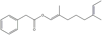 Phenylacetic acid 2,6-dimethyl-1,6-octadienyl ester 구조식 이미지