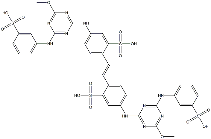 4,4'-Bis[4-methoxy-6-(m-sulfoanilino)-1,3,5-triazin-2-ylamino]-2,2'-stilbenedisulfonic acid Structure