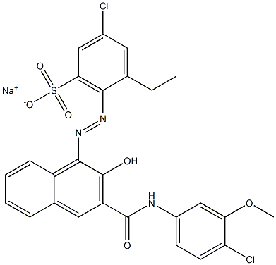 3-Chloro-5-ethyl-6-[[3-[[(4-chloro-3-methoxyphenyl)amino]carbonyl]-2-hydroxy-1-naphtyl]azo]benzenesulfonic acid sodium salt Structure