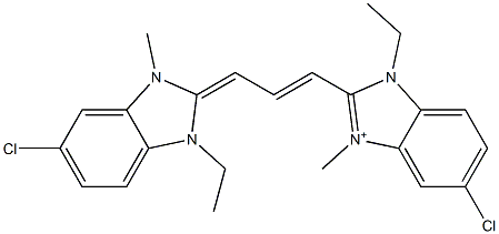 5-Chloro-2-[3-[(5-chloro-1-ethyl-1,3-dihydro-3-methyl-2H-benzimidazol)-2-ylidene]-1-propenyl]-1-ethyl-3-methyl-1H-benzimidazol-3-ium Structure