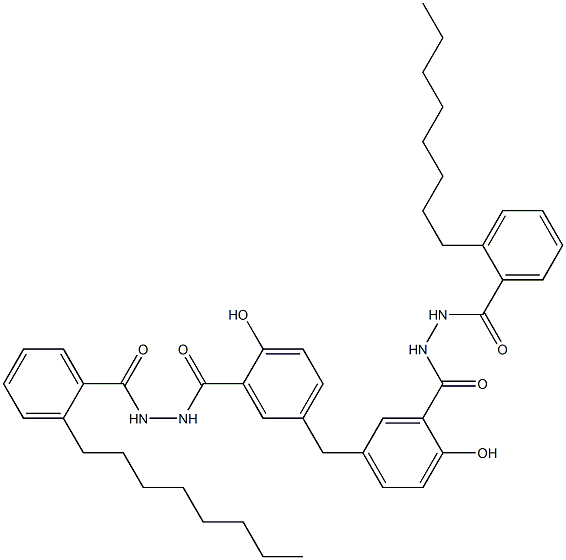 5,5'-Methylenebis[2-hydroxy-N'-(2-octylbenzoyl)benzenecarbohydrazide] Structure