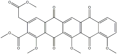 2-(Methoxycarbonyl)-3-[(methoxycarbonyl)methyl]-1,11,13-trimethoxy-5,7,12,14-pentacenetetrone Structure