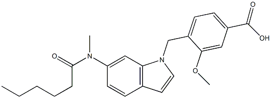 4-[6-(N-Hexanoylmethylamino)-1H-indol-1-ylmethyl]-3-methoxybenzoic acid Structure