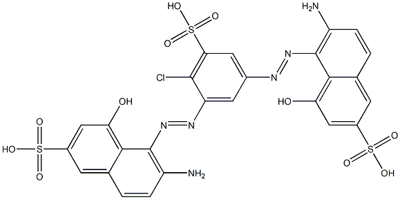 5,5'-[(4-Chloro-5-sulfo-1,3-phenylene)bis(azo)]bis[6-amino-4-hydroxy-2-naphthalenesulfonic acid] 구조식 이미지