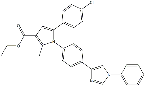 2-Methyl-5-(4-chlorophenyl)-1-[4-[1-[phenyl]-1H-imidazol-4-yl]phenyl]-1H-pyrrole-3-carboxylic acid ethyl ester Structure