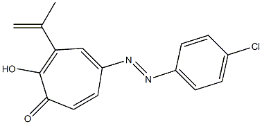 5-(4-Chlorophenylazo)-2-hydroxy-3-(1-methylethenyl)-2,4,6-cycloheptatrien-1-one 구조식 이미지