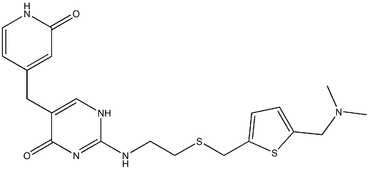 2-[[2-[[5-[(Dimethylamino)methyl]-2-thienyl]methylthio]ethyl]amino]-5-[[(2-oxo-1,2-dihydropyridin)-4-yl]methyl]pyrimidin-4(1H)-one Structure