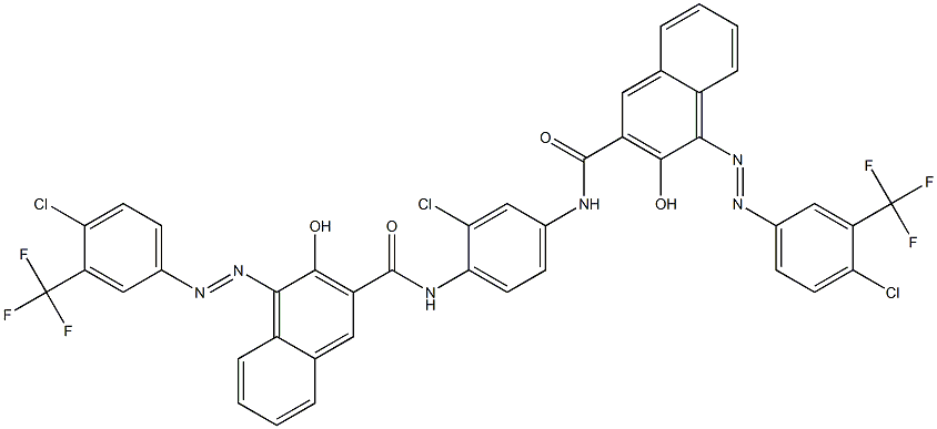 1,4-Bis[1-[[4-chloro-3-(trifluoromethyl)phenyl]azo]-2-hydroxy-3-naphthoylamino]-2-chlorobenzene 구조식 이미지