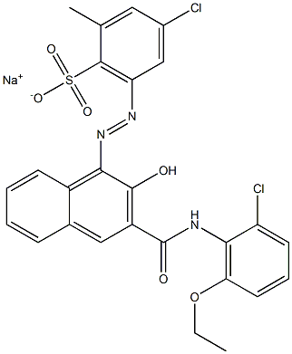 4-Chloro-2-methyl-6-[[3-[[(2-chloro-6-ethoxyphenyl)amino]carbonyl]-2-hydroxy-1-naphtyl]azo]benzenesulfonic acid sodium salt Structure