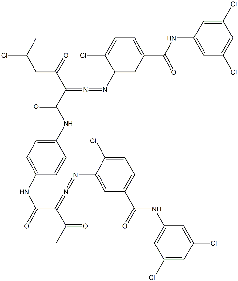 3,3'-[2-(1-Chloroethyl)-1,4-phenylenebis[iminocarbonyl(acetylmethylene)azo]]bis[N-(3,5-dichlorophenyl)-4-chlorobenzamide] 구조식 이미지