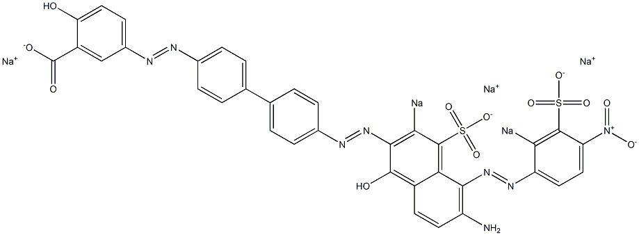 5-[[4'-[[6-Amino-1-hydroxy-5-[(4-nitro-2-sodiosulfophenyl)azo]-3-sodiosulfo-2-naphthalenyl]azo]-1,1'-biphenyl-4-yl]azo]-2-hydroxybenzoic acid sodium salt 구조식 이미지