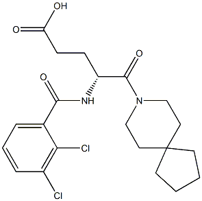 (R)-4-(2,3-Dichlorobenzoylamino)-5-oxo-5-(8-azaspiro[4.5]decan-8-yl)valeric acid 구조식 이미지