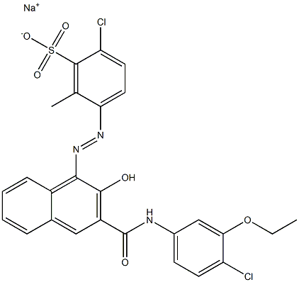 2-Chloro-6-methyl-5-[[3-[[(4-chloro-3-ethoxyphenyl)amino]carbonyl]-2-hydroxy-1-naphtyl]azo]benzenesulfonic acid sodium salt Structure