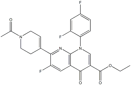 1,4-Dihydro-6-fluoro-7-[(1-acetyl-1,2,5,6-tetrahydropyridin)-4-yl]-4-oxo-1-(2,4-difluorophenyl)-1,8-naphthyridine-3-carboxylic acid ethyl ester 구조식 이미지