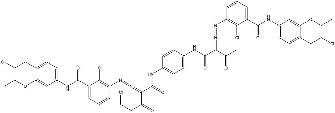 3,3'-[2-(Chloromethyl)-1,4-phenylenebis[iminocarbonyl(acetylmethylene)azo]]bis[N-[4-(2-chloroethyl)-3-ethoxyphenyl]-2-chlorobenzamide] Structure