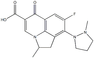 2-Methyl-7-fluoro-8-(2-methylpyrazolidin-1-yl)-1,2-dihydro-5-oxo-5H-2a-azaacenaphthylene-4-carboxylic acid 구조식 이미지