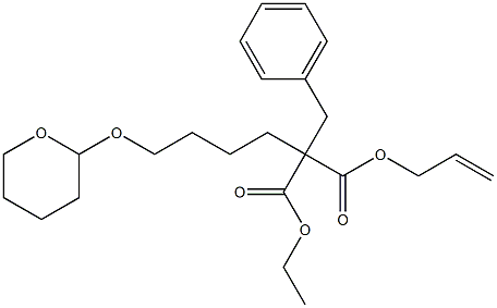 2-[4-[(Tetrahydro-2H-pyran)-2-yloxy]butyl]-2-benzylmalonic acid 1-ethyl 3-(2-propenyl) ester Structure