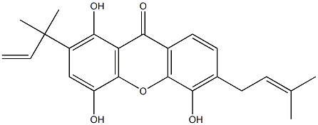 3-Prenyl-4,5,8-trihydroxy-7-(1,1-dimethylallyl)-9H-xanthene-9-one Structure