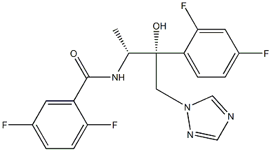 N-[(1R,2R)-2-(2,4-Difluorophenyl)-2-hydroxy-1-methyl-3-(1H-1,2,4-triazol-1-yl)propyl]-2,5-difluorobenzamide 구조식 이미지