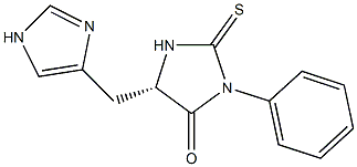 (5S)-5-(1H-Imidazol-4-ylmethyl)-3-phenyl-2-thioxoimidazolidin-4-one 구조식 이미지