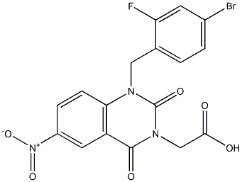 1-(4-Bromo-2-fluorobenzyl)-1,2,3,4-tetrahydro-6-nitro-2,4-dioxoquinazoline-3-acetic acid Structure