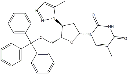 3'-(5-Methyl-1H-1,2,3-triazol-1-yl)-5'-O-trityl-3'-deoxythymidine Structure